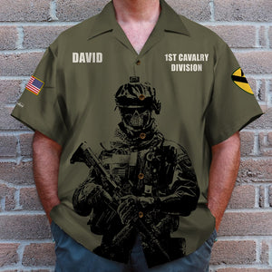 Veteran Hawaiian Shirt - Custom Military Unit - A Blank Check Payable, Soldier Front - Hawaiian Shirts - GoDuckee