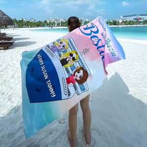 Cruisin' And Boozin' With My Besties - Personalized Beach Towel - Gifts For Best Friends, Cruising Sister, Besties frd2104 Fol8-Vd2 - Beach Towel - GoDuckee