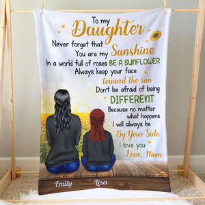 Mother & Daughter Sunflower Personalized Blanket, Gift For Family - Blanket - GoDuckee