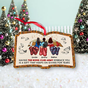 Bestie Book - Club Army, Personalized Book-shape Wood Ornament for Book Lovers - Ornament - GoDuckee