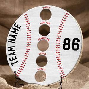 Personalized Baseball Round Wooden Sign - Double Home Run - Wood Sign - GoDuckee