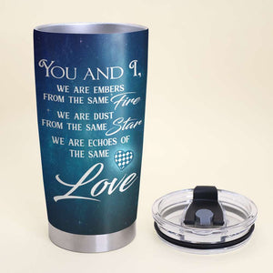 Personalized Racing Couple Tumbler Cup - Echoes of The Same Love - Couple Shoulder to Shoulder - Tumbler Cup - GoDuckee