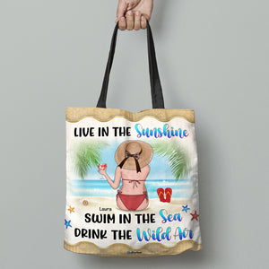 Personalized Summer Girl Tote Bag, Sunshine Sea Wild Air, Sitting Girl - Tote Bag - GoDuckee