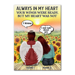 Personalized Heaven Husband & Wife Poster - Always In My Heart - Sunflower Background - Poster & Canvas - GoDuckee