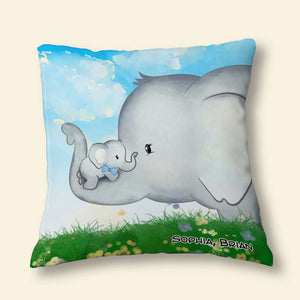 Elephant Mother's Day, Mom And Kid Personalized Square Pillow - Pillow - GoDuckee