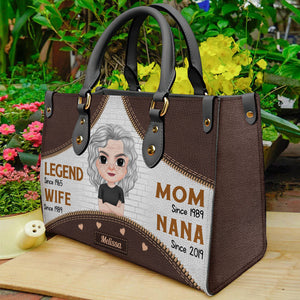 Personalized Grandma Leather Bag, Gift For Grandma, Mother's Day Gift - Leather Bag - GoDuckee