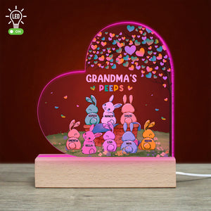 Grandma's Peeps, Personalized Led Light Wood Base, Gift For Grandma - Led Night Light - GoDuckee