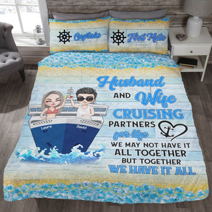 Husband And Wife Cruising Partners For Life Personalized Cruising Couple Quilt Bed Set - Blanket - GoDuckee