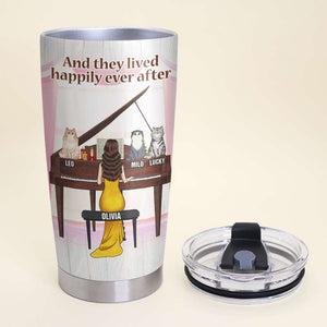Piano Girl - Music and Cats - Personalized Tumbler Cup - Gift for Piano Players - Tumbler Cup - GoDuckee
