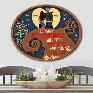 So Many In The Darkness Yet I Found You, Personalized 2 Layers Wood Sign, Halloween Gift For Couples - Wood Sign - GoDuckee