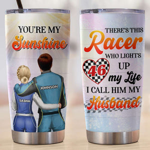 Personalized Racing Couple Tumbler Cup - You Are My Sunshine - Couple Shoulder to Shoulder - Tumbler Cup - GoDuckee