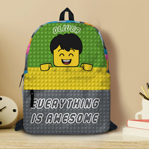 Everything Is Awesome, Personalized Lego Backpack, Back-to-school Gift for Kids - Backpack - GoDuckee