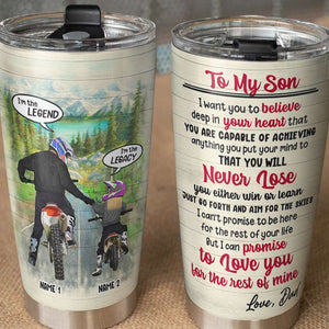 Personalized Motocross Dad and Son, Daughter Tumbler, Promise To Love You For The Rest Of Mine - Tumbler Cup - GoDuckee