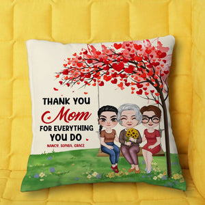 Thank You Mother's Day, Mom And Children Personalized Square Pillow - Pillow - GoDuckee