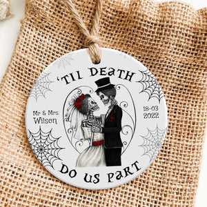 Couple Till Death Do Us Part, Personalized Ceramic Ornament - Ornament - GoDuckee