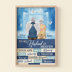 To My Husband In Heaven Personalized Canvas Print, Memorial Gift - Poster & Canvas - GoDuckee