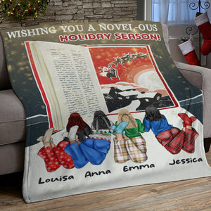 Wishing You A Novel Ous Holiday Season, Personalized Christmas Book Blanket Gift For Besties - Blanket - GoDuckee