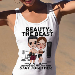 Beauty And The Best Train Together Personalized Gym Shirts, Gift For Couple - Shirts - GoDuckee