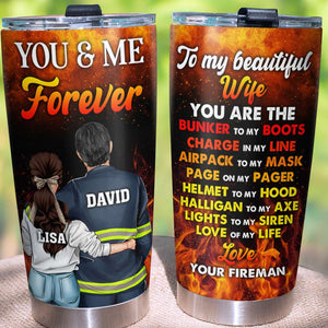 Personalized Firefighter Couple Tumbler Cup - You Are The Bunker To My Boots - Firefighter's Wife - Couple Shoulder to Shoulder - Tumbler Cup - GoDuckee