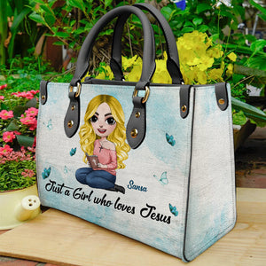 Just A Girl Who Loves Jesus, Personalized Leather Bag, Gifts for Jesus Lovers - Leather Bag - GoDuckee