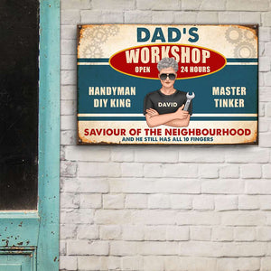 Personalized Fixing Dad Metal Sign - Saviour of The Neighbourhood - Metal Wall Art - GoDuckee