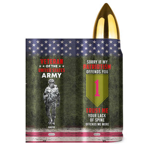 Sorry If My Patriotism Offends You, Personalized Bullet Tumbler, Military Gifts, Custom Military Unit - Water Bottles - GoDuckee