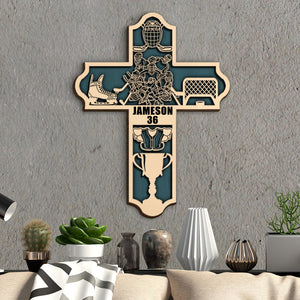 Hockey Team Cross Personalized 3D 2-Layered Wood Art - Gift for Hockey Players - Wood Sign - GoDuckee