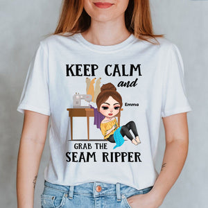 Keep Calm And Grab The Seam Ripper Personalized Sewing Shirts - Shirts - GoDuckee