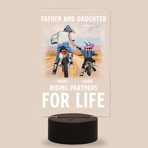 Father and Kid Riding Partners For Life - Personalized Led Night Light - Gift for Dad - Motocross Dad and Kid - Led Night Light - GoDuckee