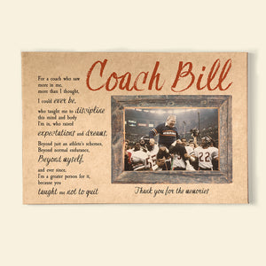 Football Player Coach Personalized Wall Art Gift Thankyou For The Memories - Poster & Canvas - GoDuckee
