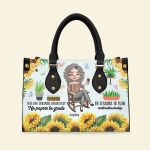 This Bag Contains No Papers To Grade or Lessons To Plan, Personalized Leather Bag for Retired Teachers - Leather Bag - GoDuckee