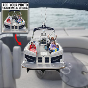 Pontoon Personalized Flat Car Ornament With Upload Image - Gift for Pontoon Lovers - Ornament - GoDuckee