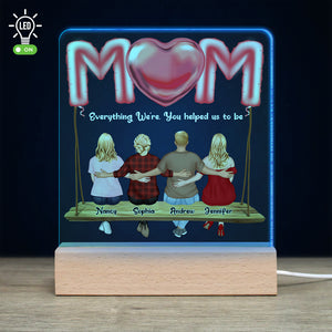 Mother’s Love Is Peace, Mom And Children Personalized 3D Led Light Wooden Base, Gift For Mother's Day - Led Night Light - GoDuckee