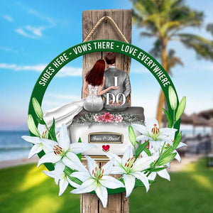 Shoes Here Vows There Love Everywhere, Personalized Wood Art, Gift for Just-married Couples - Wood Sign - GoDuckee