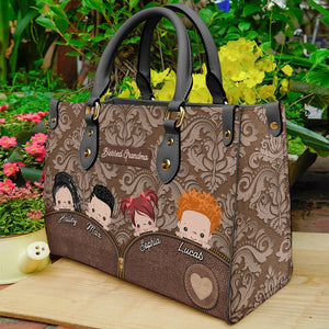 Personalized Grandma Leather Bag, Gift For Family - Leather Bag - GoDuckee
