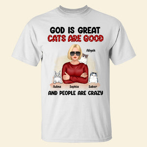 God Is Great Cats Are Good Personalized Shirt, Gift For Cat Lover - Shirts - GoDuckee
