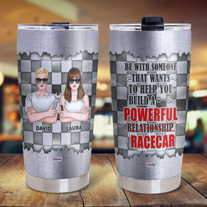 Personalized Racing Tumbler, Help You Build Powerful Racecar, Racers Checkered Background - Tumbler Cup - GoDuckee