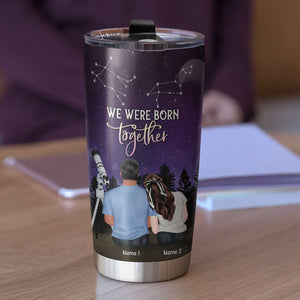 Personalized Zodiac Couple Tumbler - We Were Born Together - Tumbler Cup - GoDuckee