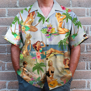 Pin Up Girl Hawaiian Shirt And Men Beach Shorts, Gift For This Summer - Hawaiian Shirts - GoDuckee