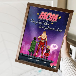 Super Mom. First Love, Forever Hero - Personalized Canvas Print - Mother's Day Gift For Mom - Poster & Canvas - GoDuckee