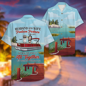 Personalized Pontoon Couple Hawaiian Shirt - Husband and Wife - Pontoon Partners For Life Fol7-Vd1 - Hawaiian Shirts - GoDuckee