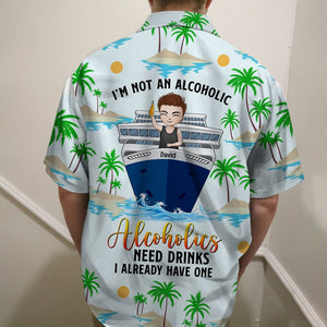 Personalized Cruising Girl Hawaiian Shirt - I'm Not An Alcoholic - Palm Tree Pattern - Hawaiian Shirts - GoDuckee