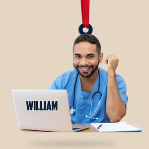 Custom Nurse Photo Ornament, Christmas Tree Decor - Ornament - GoDuckee