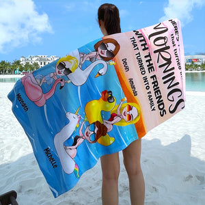 Friends Here's To The Nights That Turned Into Mornings - Personalized Beach Towel - Beach Towel - GoDuckee