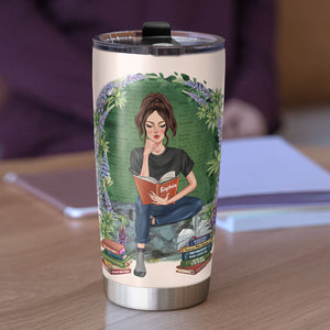 Personalized J.Q. Author Book Tumbler Cup - I Get The Tea From Lady Whistledown - Reading Girl - Tumbler Cup - GoDuckee