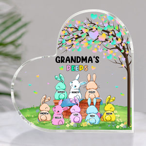 Grandma's Peeps, Personalized Heart Shaped Acrylic Plaque, Easter Gift For Grandma - Decorative Plaques - GoDuckee