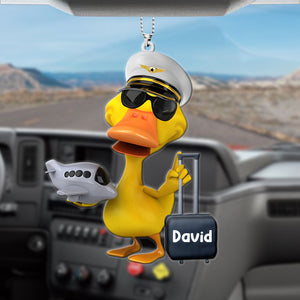Pilot Duck - Personalized Car Ornament And Keychain - Gift for Pilot - Ornament - GoDuckee