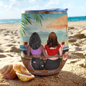 Here's To Another Year Of Bonding Over Alcohol Personalized Tumbler Cup, Gift For Friends - Wine Tumbler - GoDuckee