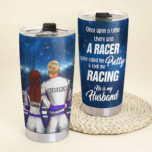 Personalized Racing Couple Tumbler Cup - Boyfriend Called Me Pretty and Took Me Racing - Couple Shoulder to Shoulder - Tumbler Cup - GoDuckee