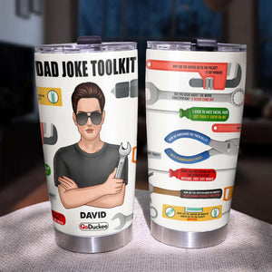 Personalized Fixing Dad Tumbler - Dad Joke Toolkit - Tumbler Cup - GoDuckee